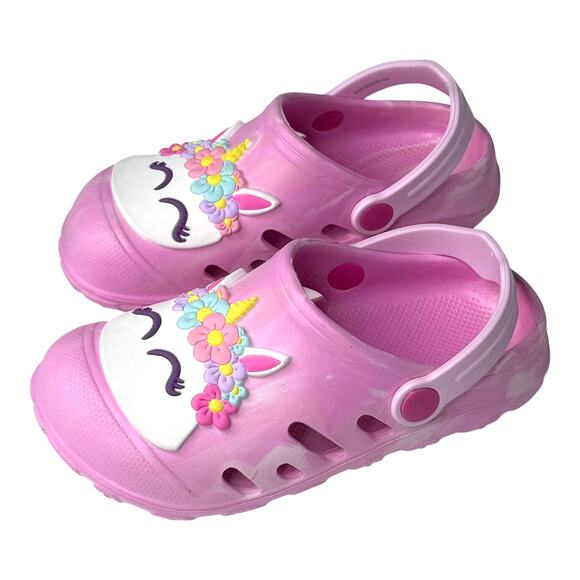NEW Toddler Girls UNICORN CLOG SHOES Water Friendly Size 12 Pink Back Strap - Picture 4 of 6